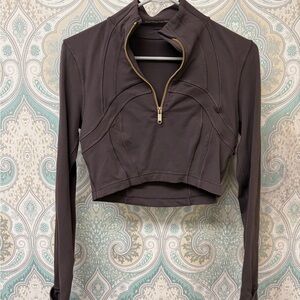 Chocolate Browm Cropped Zip-Up Jacket